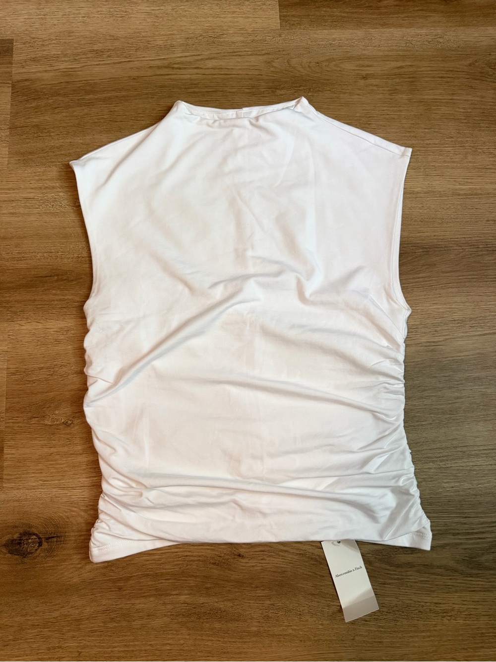 Abercrombie & Fitch White Ruched Side Tank